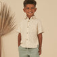 Rylee & Cru Collared Short Sleeve Shirt Natural Palms