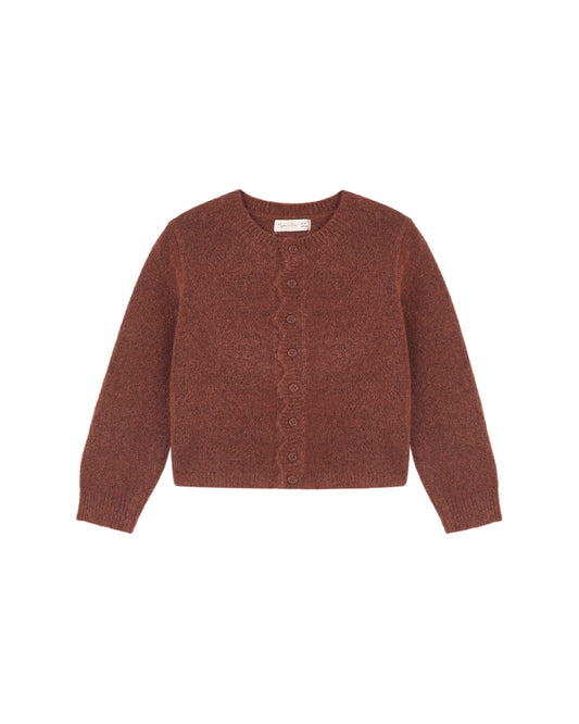 Rylee + Cru Scallop Cardigan Brick
