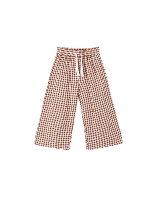 Rylee + Cru Wide Leg Pant Brick Check