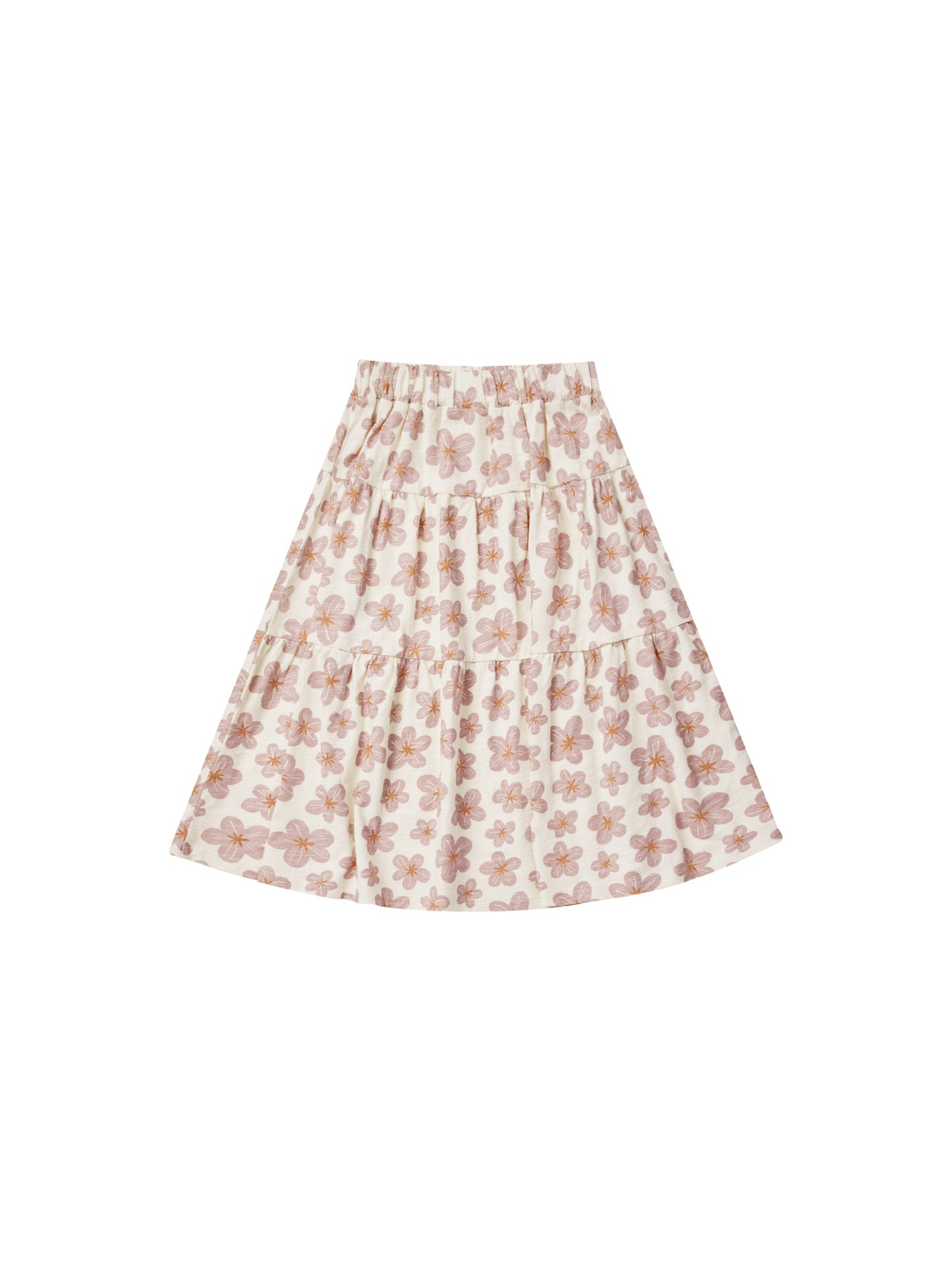 Rylee & Cru Tiered Midi Skirt Hibiscus