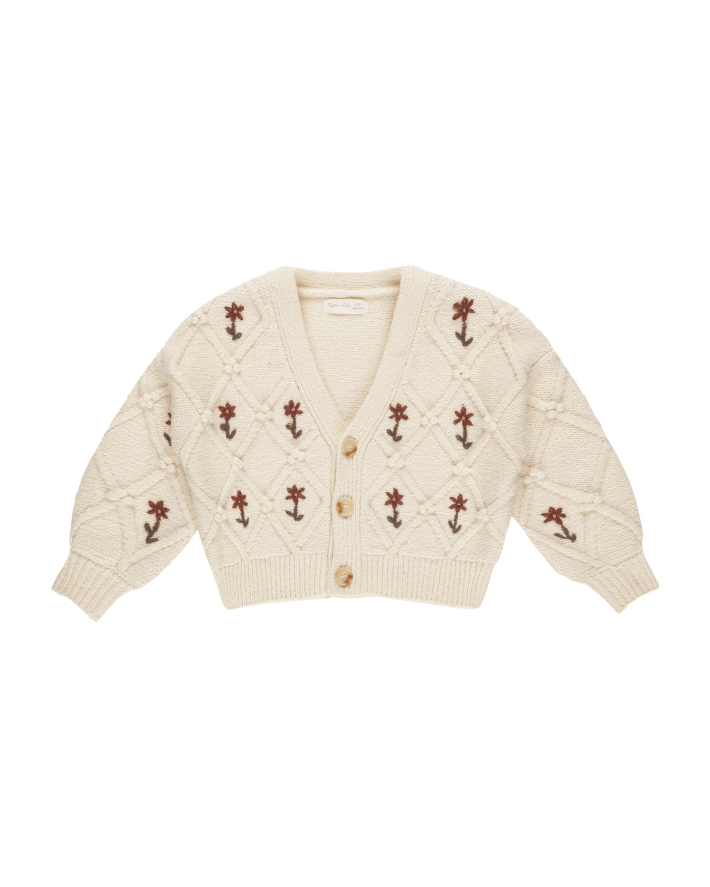 Rylee & Cru Boxy Cardigan Winter Floral Embroidery