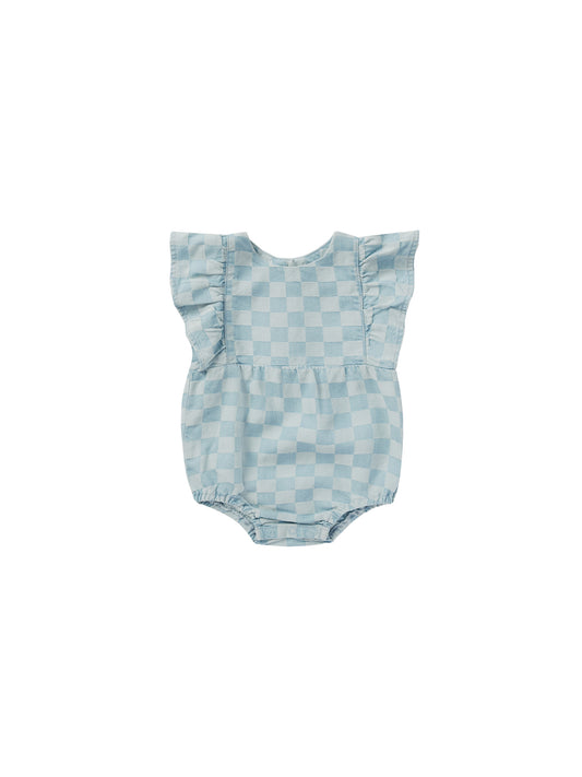 Rylee & Cru Kalea Romper Blue Check