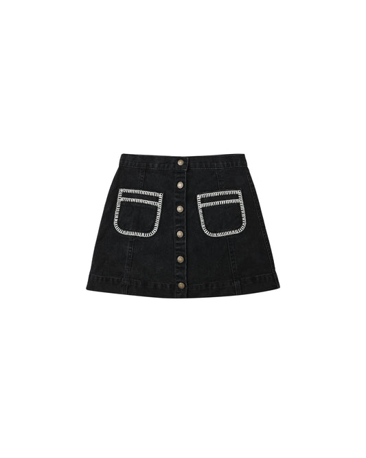 Rylee + Cru Denver Mini Skirt Washed Black