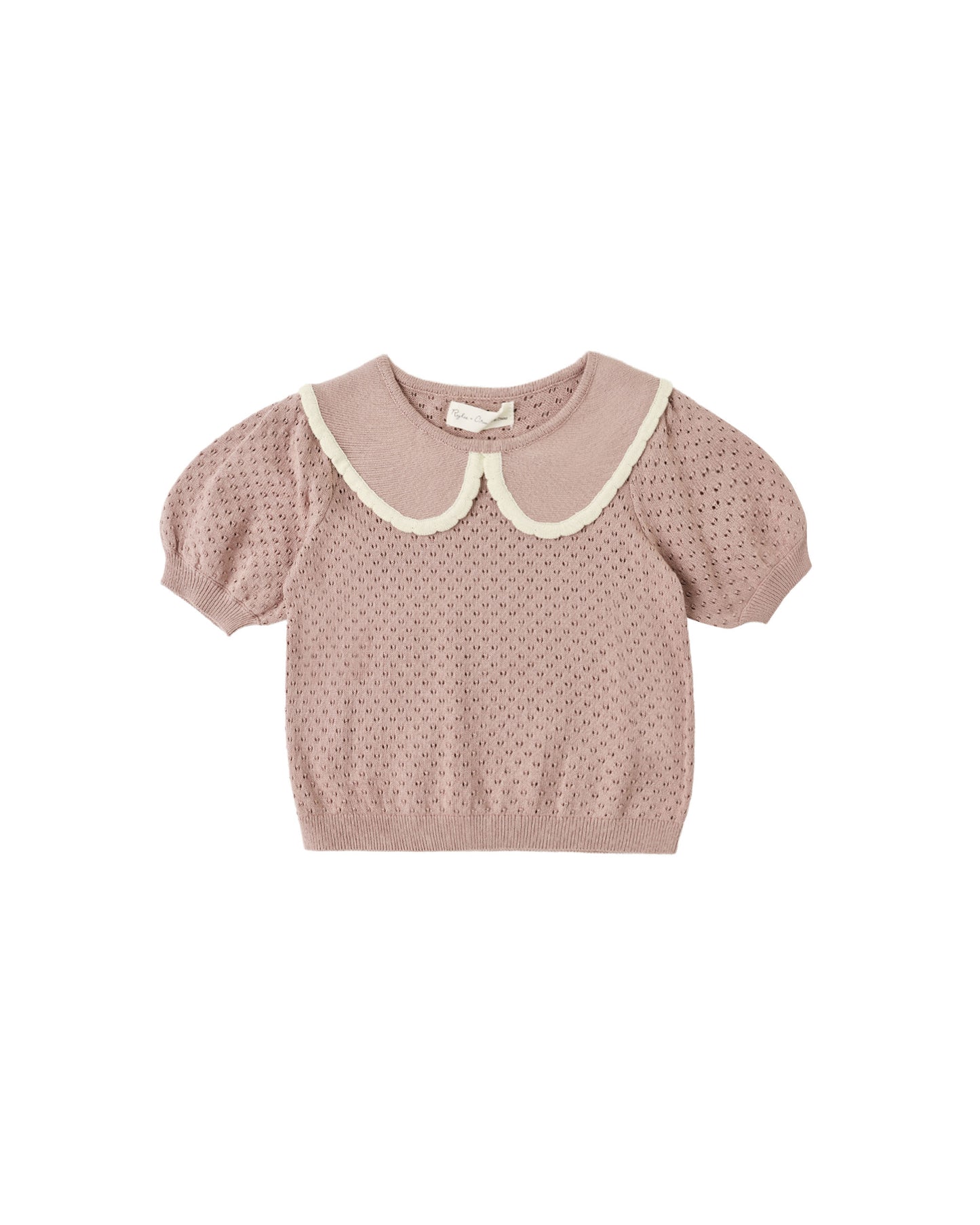 Rylee + Cru Pointelle Collared Top Rosewood