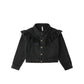 Rylee + Cru Ruffle Denim Jacket Washed Black
