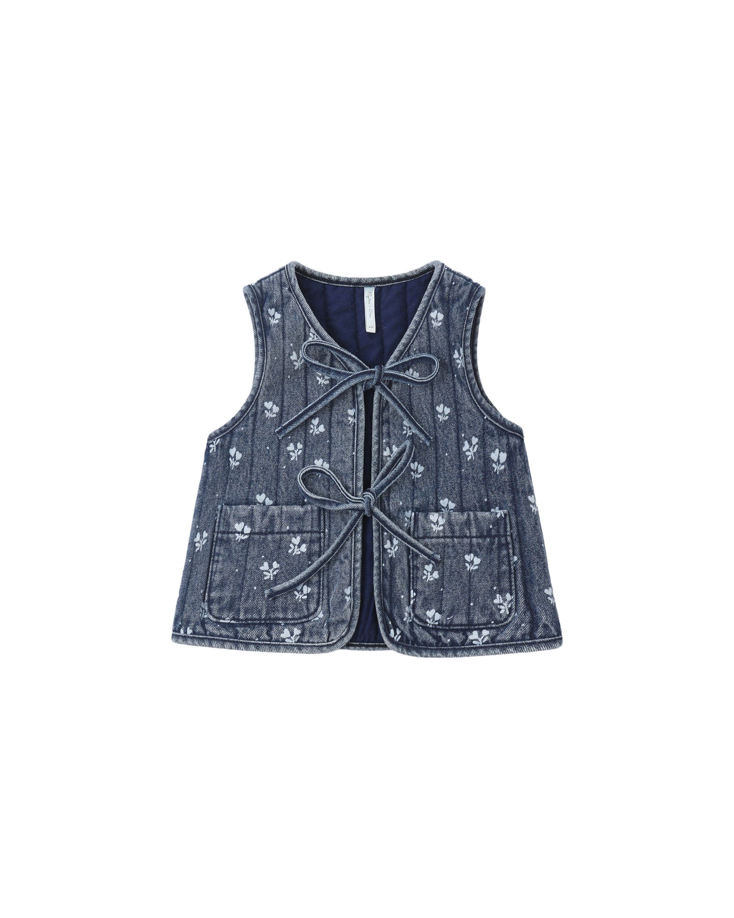 Rylee + Cru Denim Vest Heart Ditsy Indigo