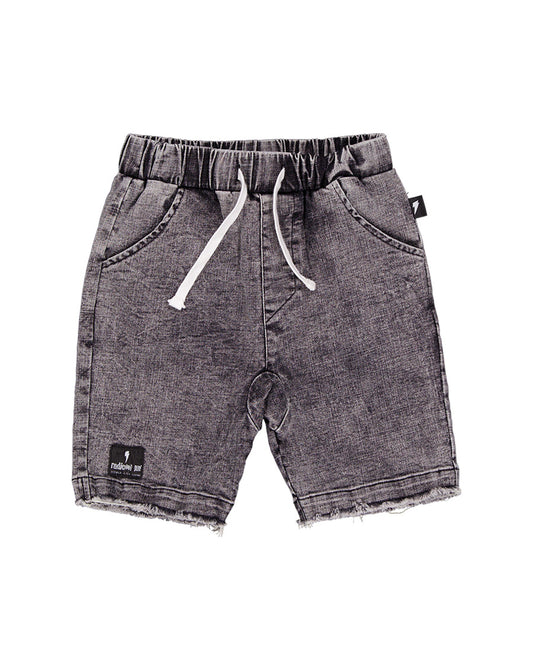 Radicool Acid Wash Black Denim Short