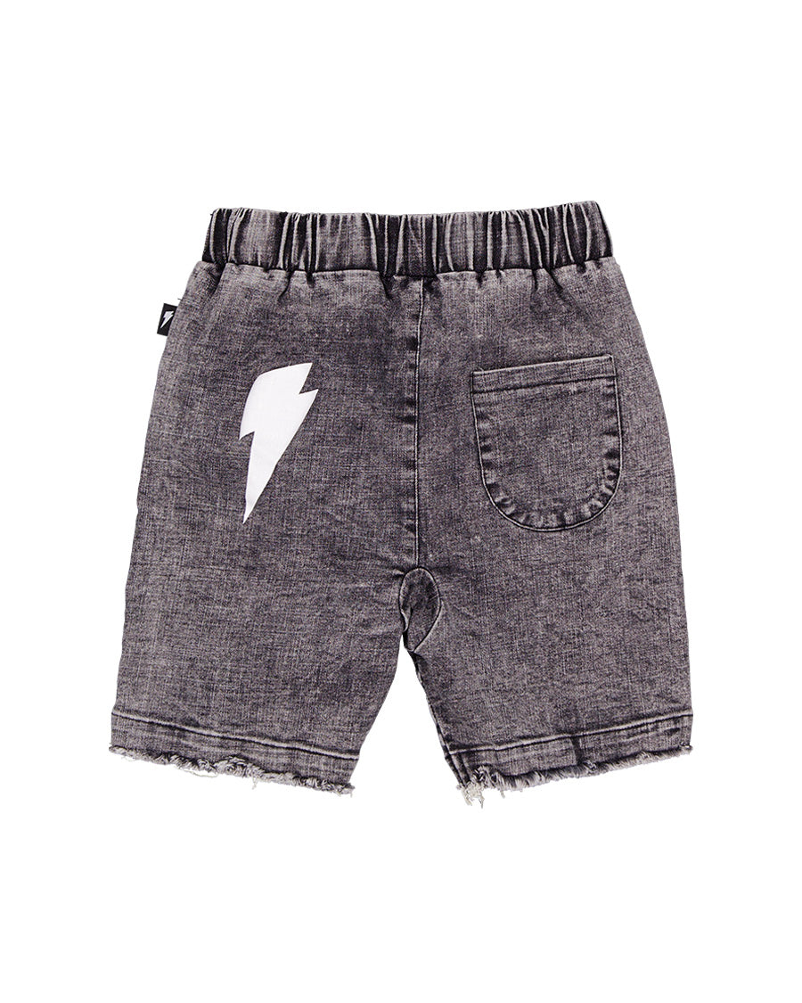 Radicool Acid Wash Black Denim Short