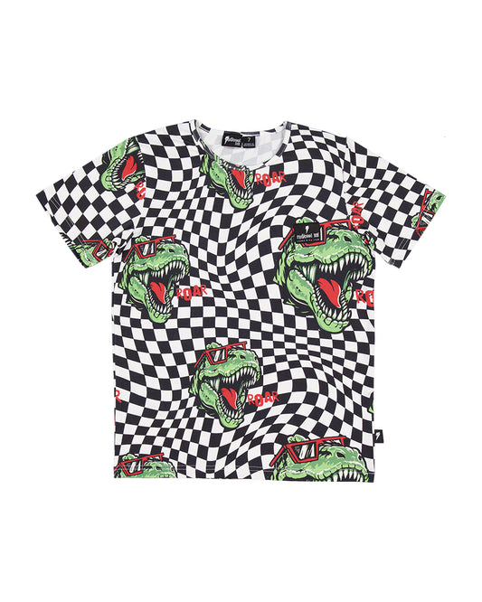 Radicool Kids T-Rex Twisted Chequer Short Sleeve Tee