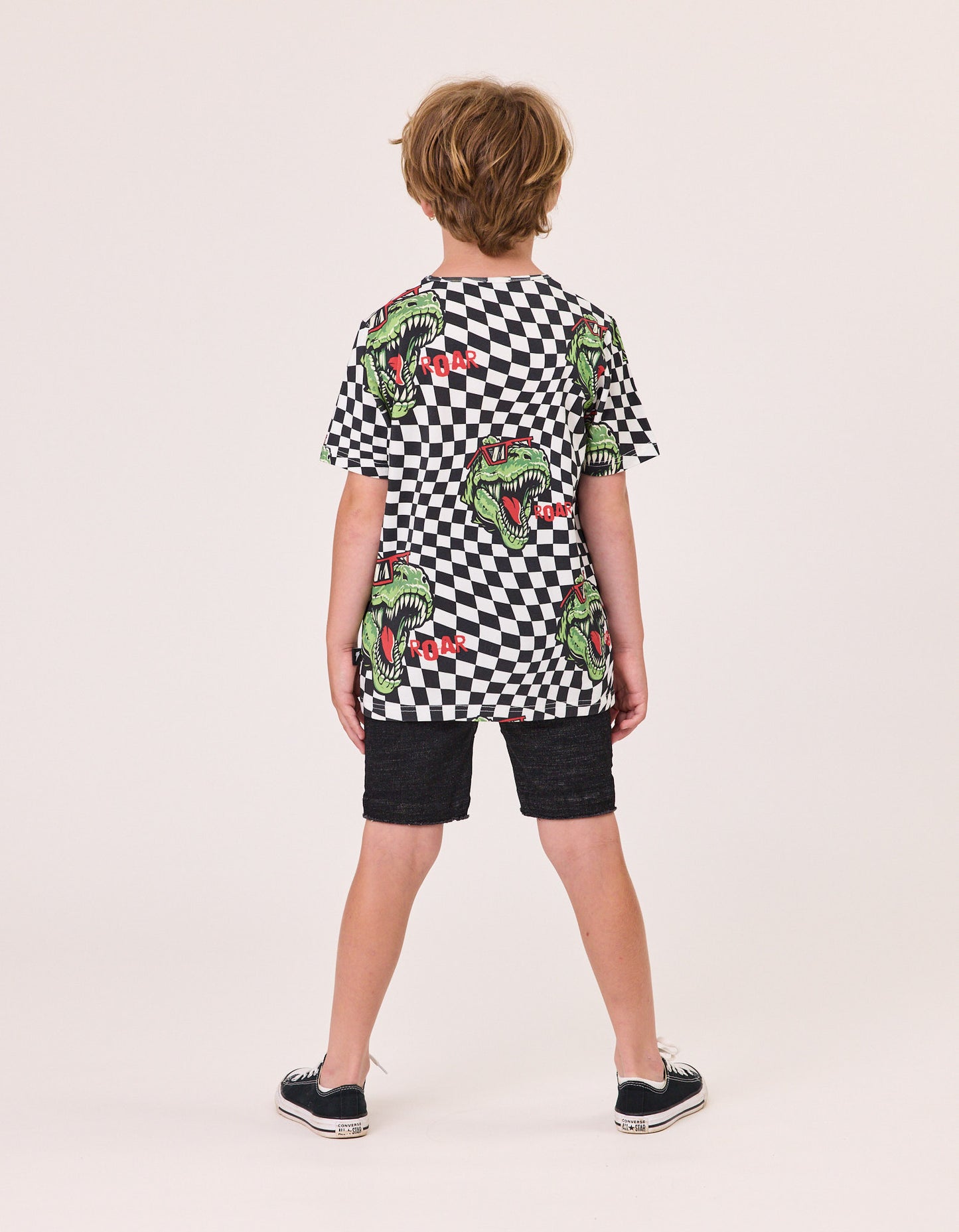 Radicool Kids T-Rex Twisted Chequer Short Sleeve Tee