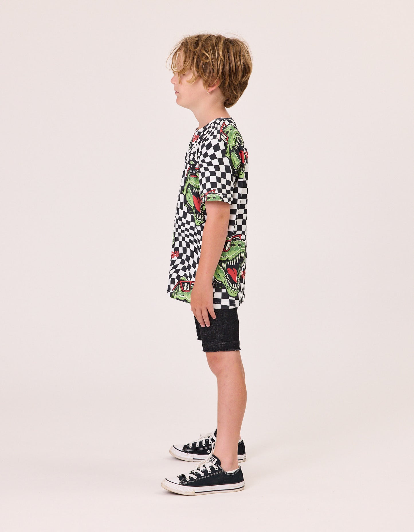 Radicool Kids T-Rex Twisted Chequer Short Sleeve Tee