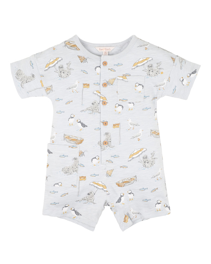 Minihaha Short Sleeve Romper Puffin Print