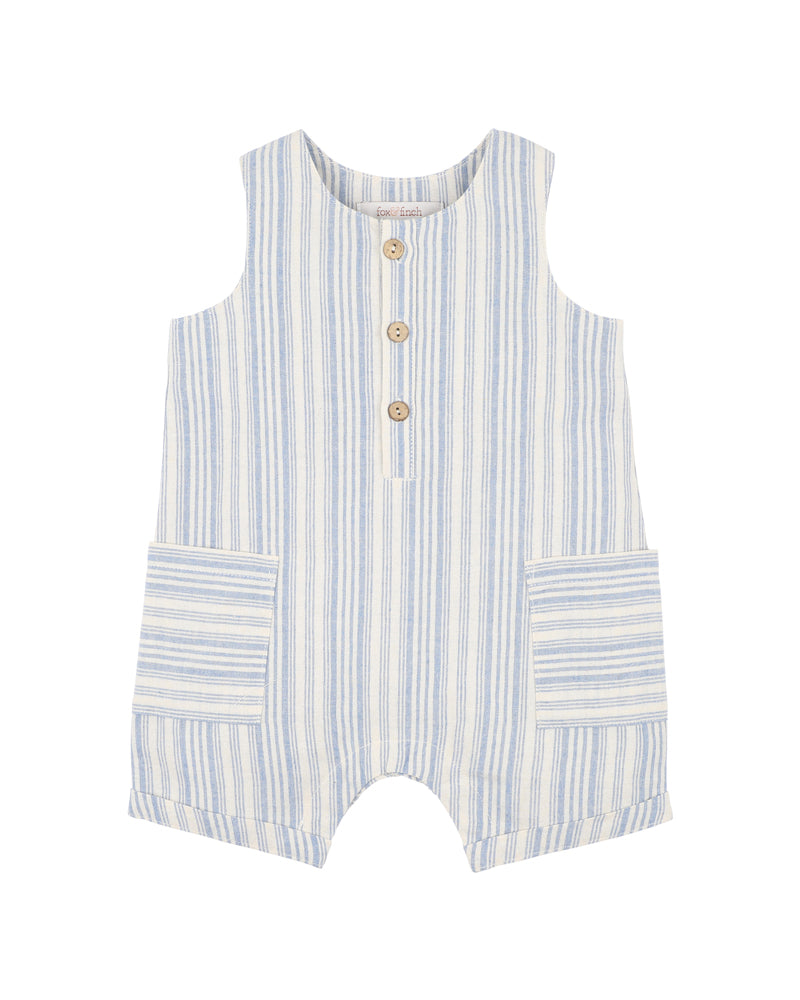 Minihaha Puffin Stripe Romper Blue Stripe