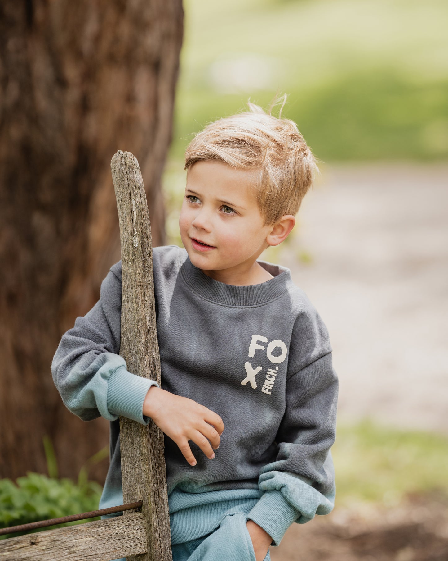 Minihaha Boys Teal Dip Dye Sweatshirt Charcoal | Teal