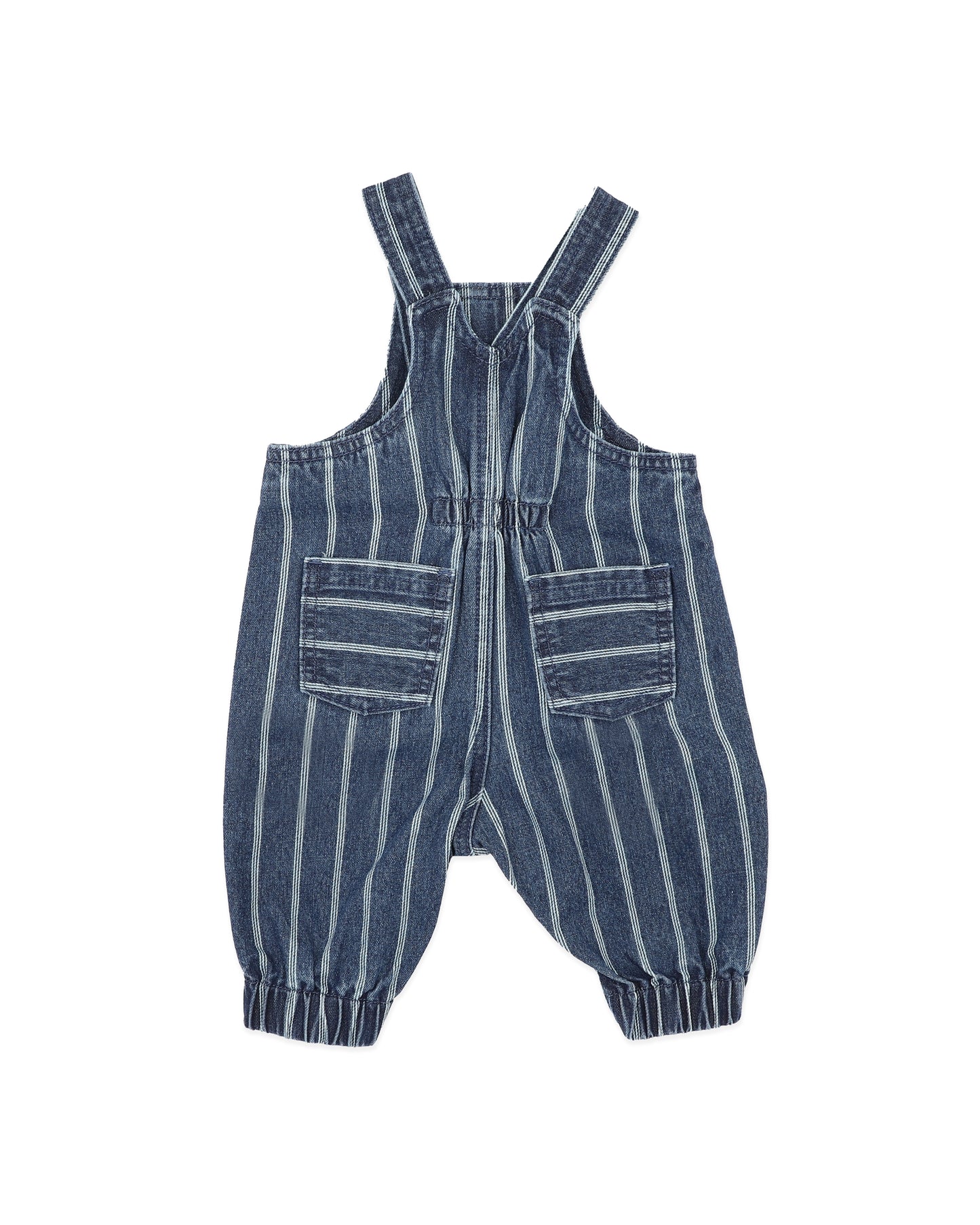 Minihaha Baby Wild Side Stripe Denim Overalls Blue Ticking Stripe