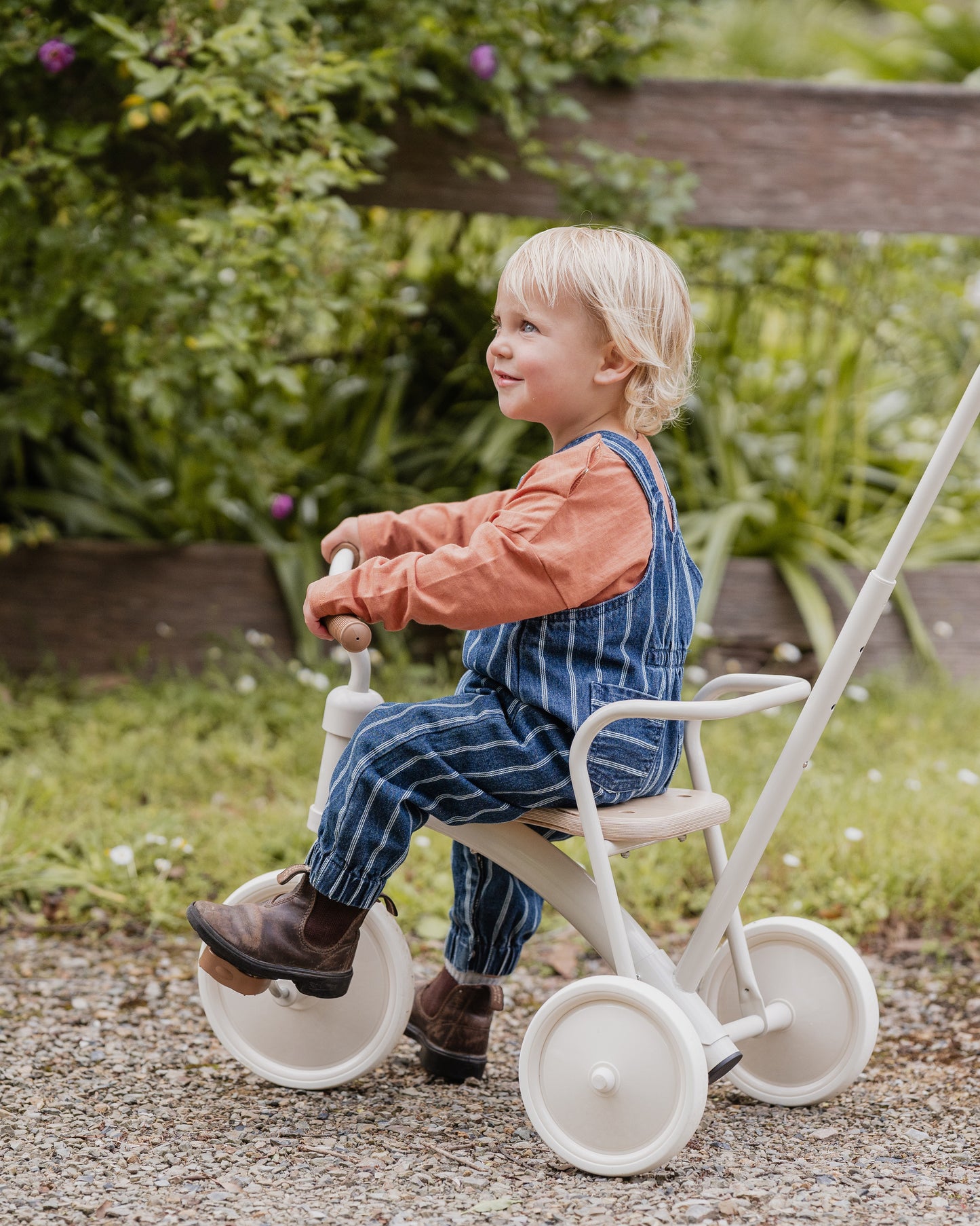 Minihaha Baby Wild Side Stripe Denim Overalls Blue Ticking Stripe