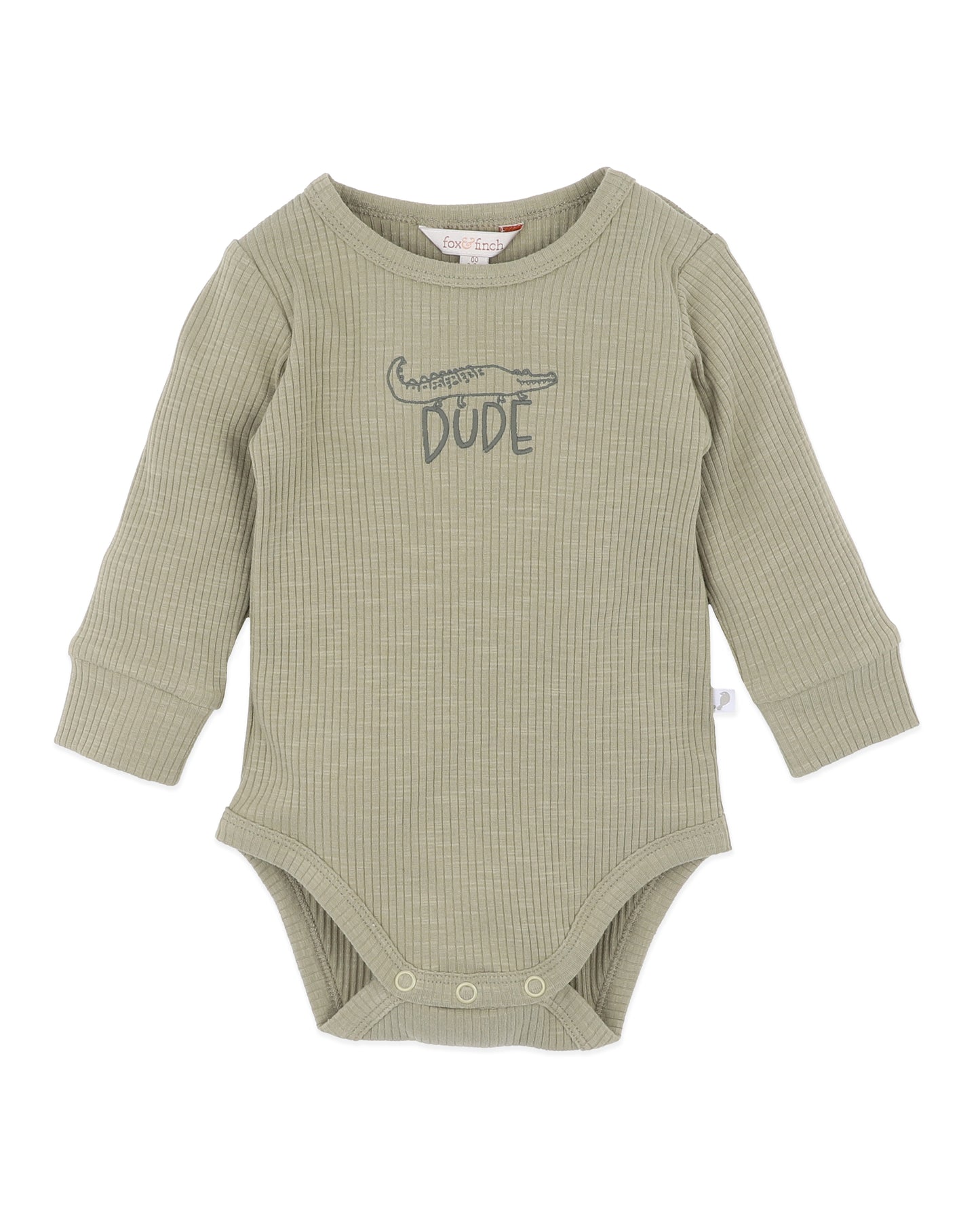 Minihaha Baby Outback Adventure Ribbed Long Sleeve Bodysuit Khaki