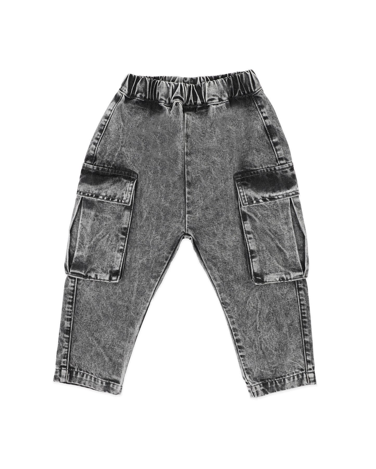 Minihaha Boys Washed Black Pull On Cargo Jeans