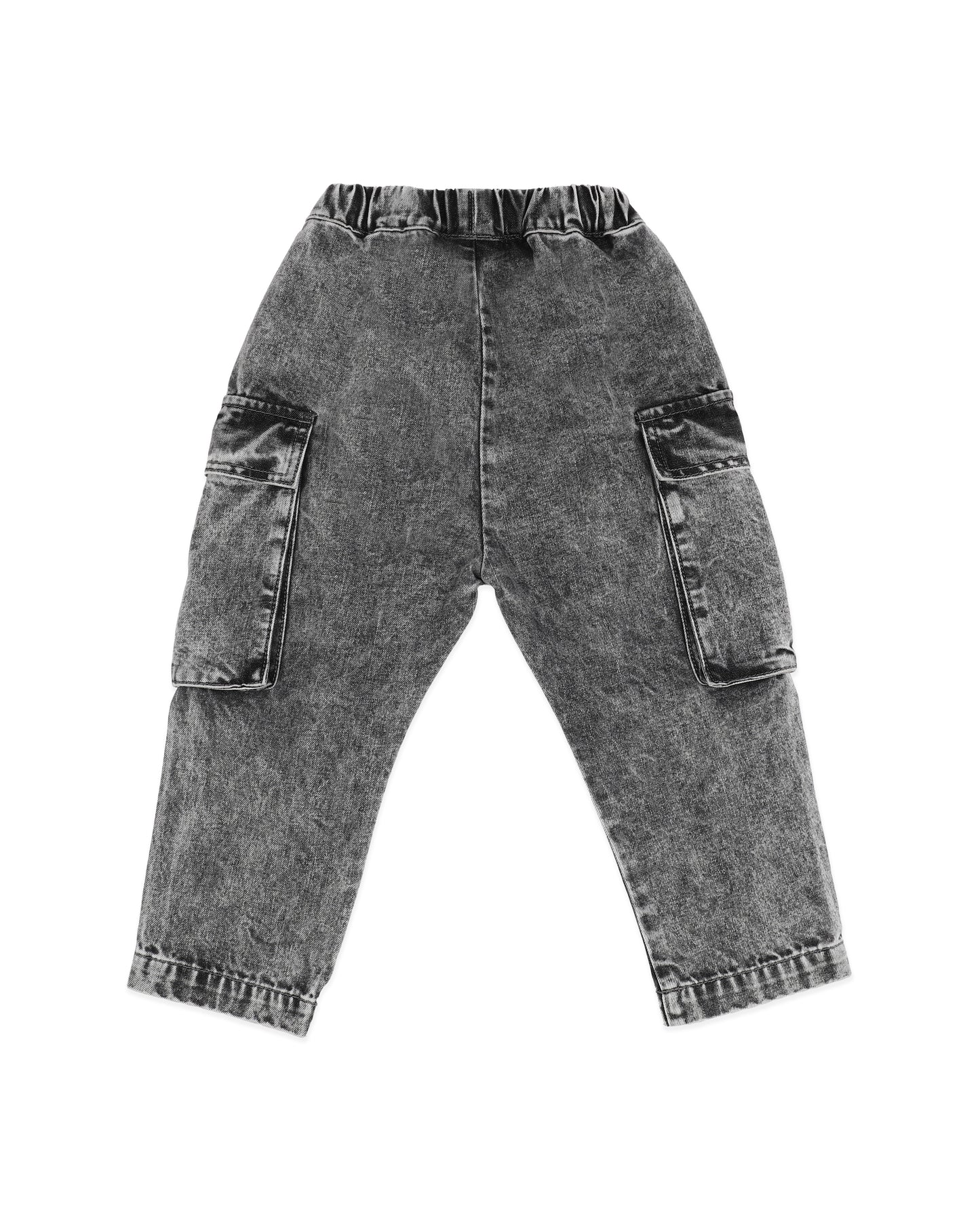 Minihaha Boys Washed Black Pull On Cargo Jeans