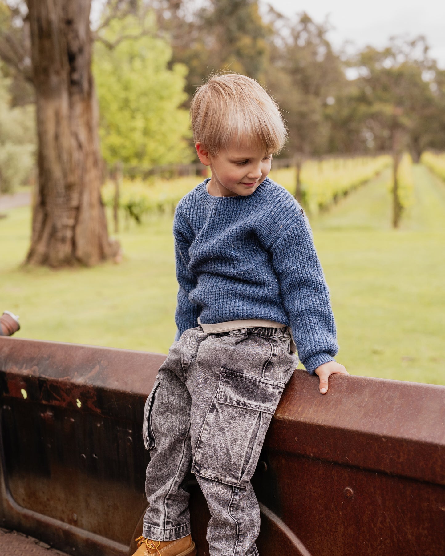 Minihaha Boys Washed Black Pull On Cargo Jeans