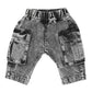 Minihaha Baby Washed Black Pull On Cargo Jeans