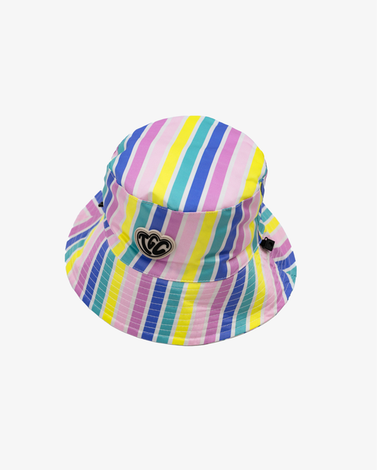 The Girl Club Reversible Bucket Hat Rainbow Stripe