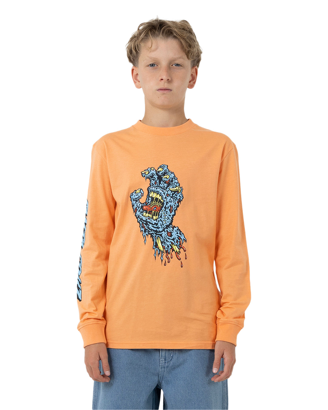 Santa Cruz Decaying Hand Centre Strip Long Sleeve Orange