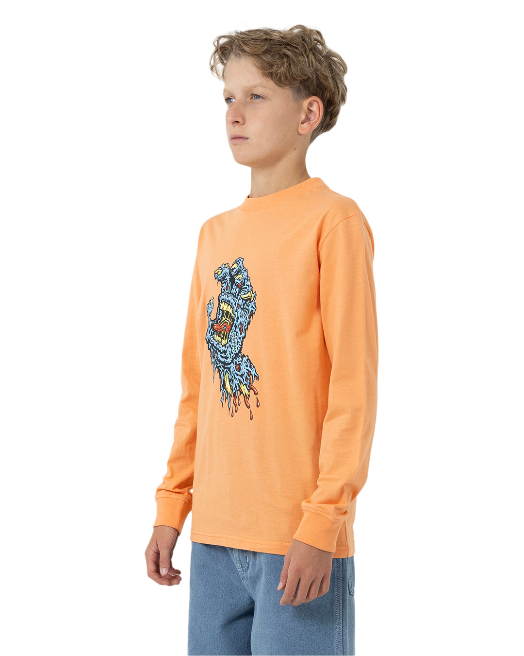 Santa Cruz Decaying Hand Centre Strip Long Sleeve Orange