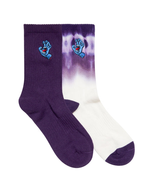 Santa Cruz Screaming Hand Crew Sock 2pack Cream Tie Dye | Purple