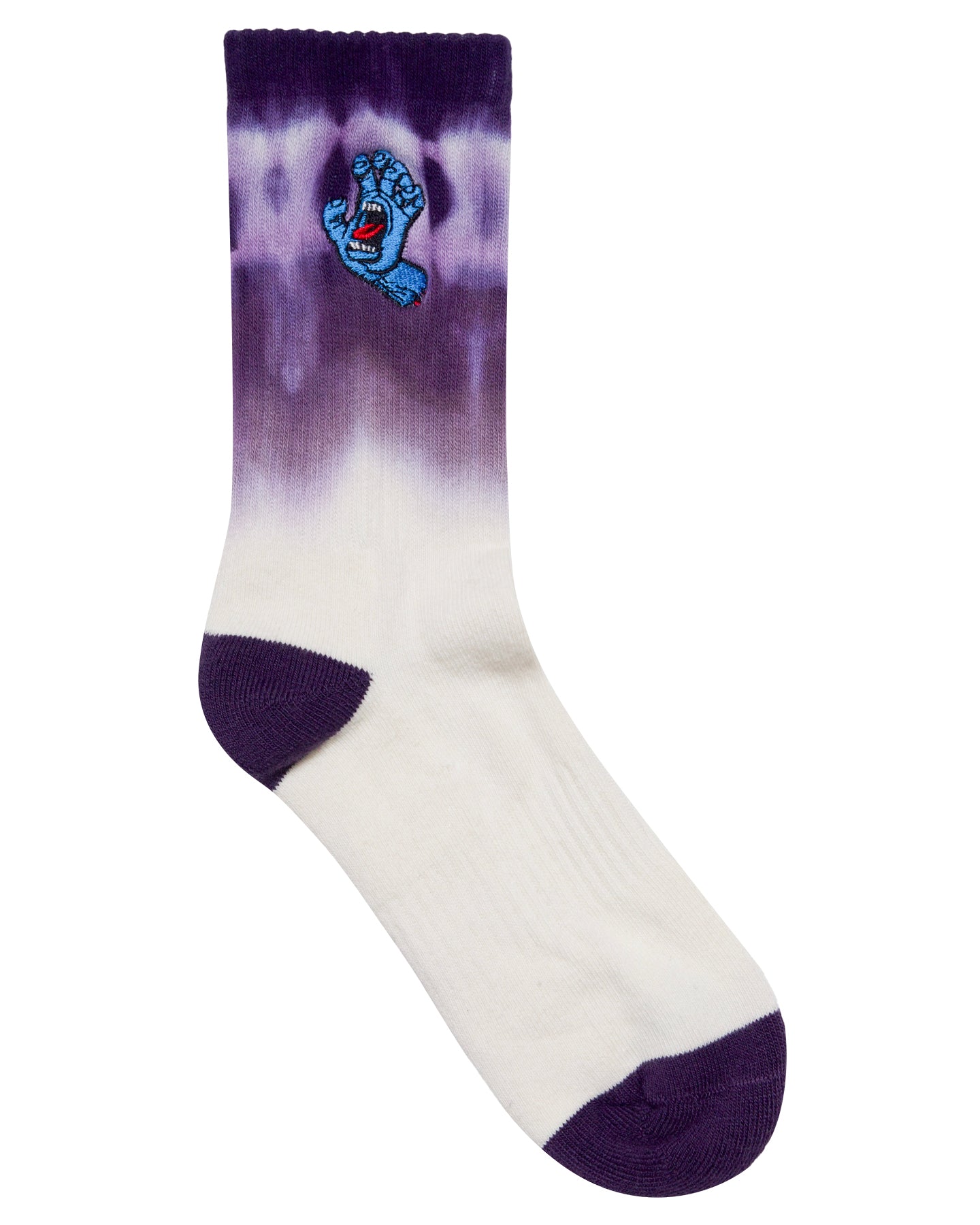 Santa Cruz Screaming Hand Crew Sock 2pack Cream Tie Dye | Purple