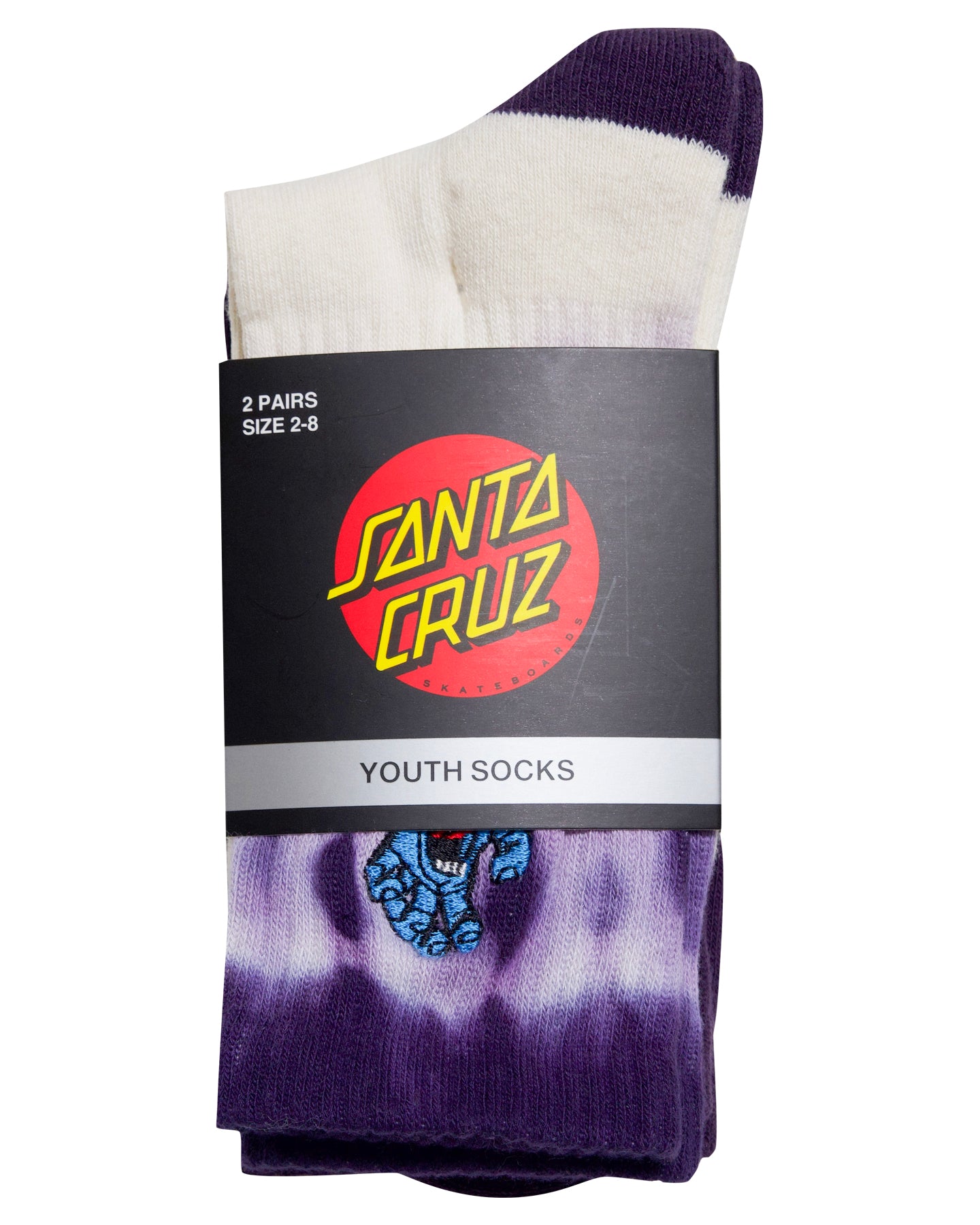 Santa Cruz Screaming Hand Crew Sock 2pack Cream Tie Dye | Purple