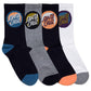 Santa Cruz Bold Shadow Dot Crew Sock 4pack Black | White | Grey Marle