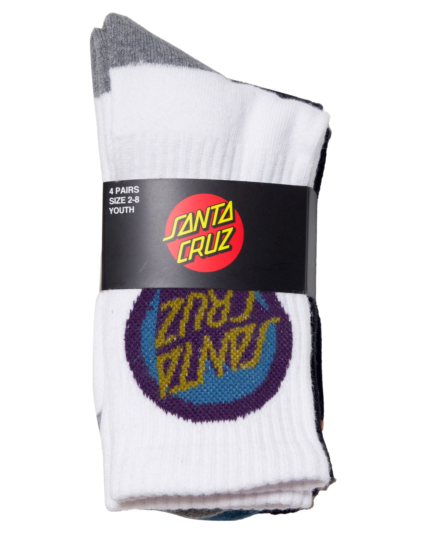 Santa Cruz Bold Shadow Dot Crew Sock 4pack Black | White | Grey Marle