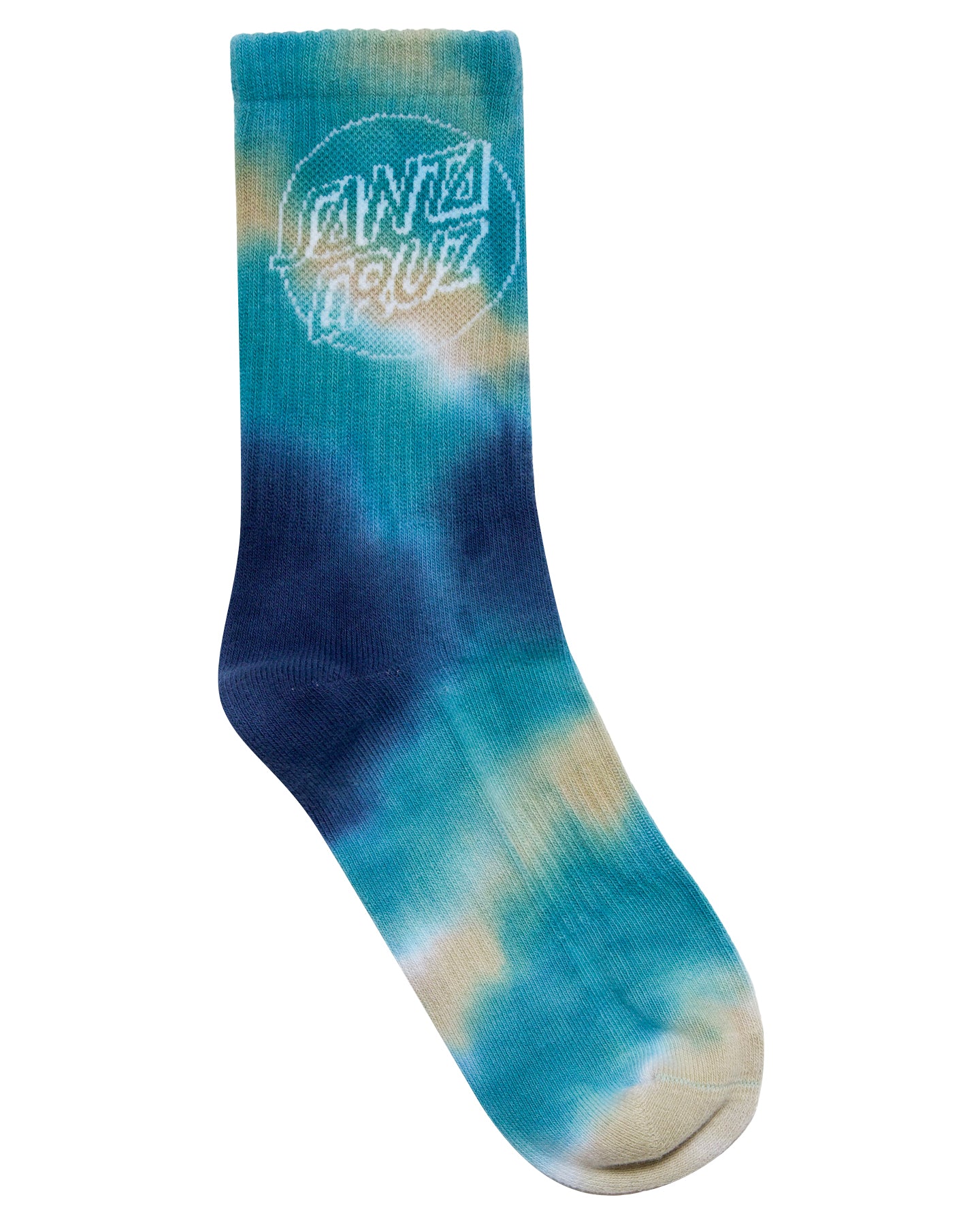 Santa Cruz Opus Dot Crew Sock 2pack Moss Tie Dye | Dark Blue Tie Dye