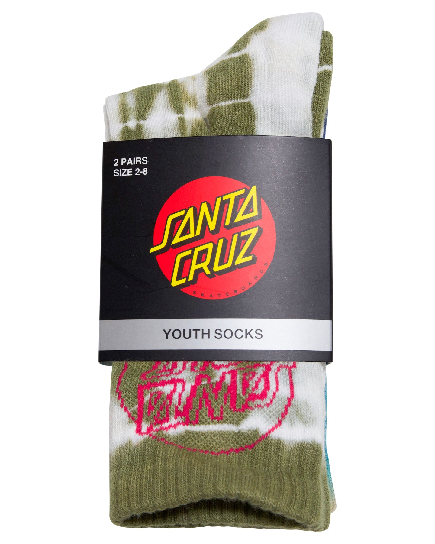 Santa Cruz Opus Dot Crew Sock 2pack Moss Tie Dye | Dark Blue Tie Dye