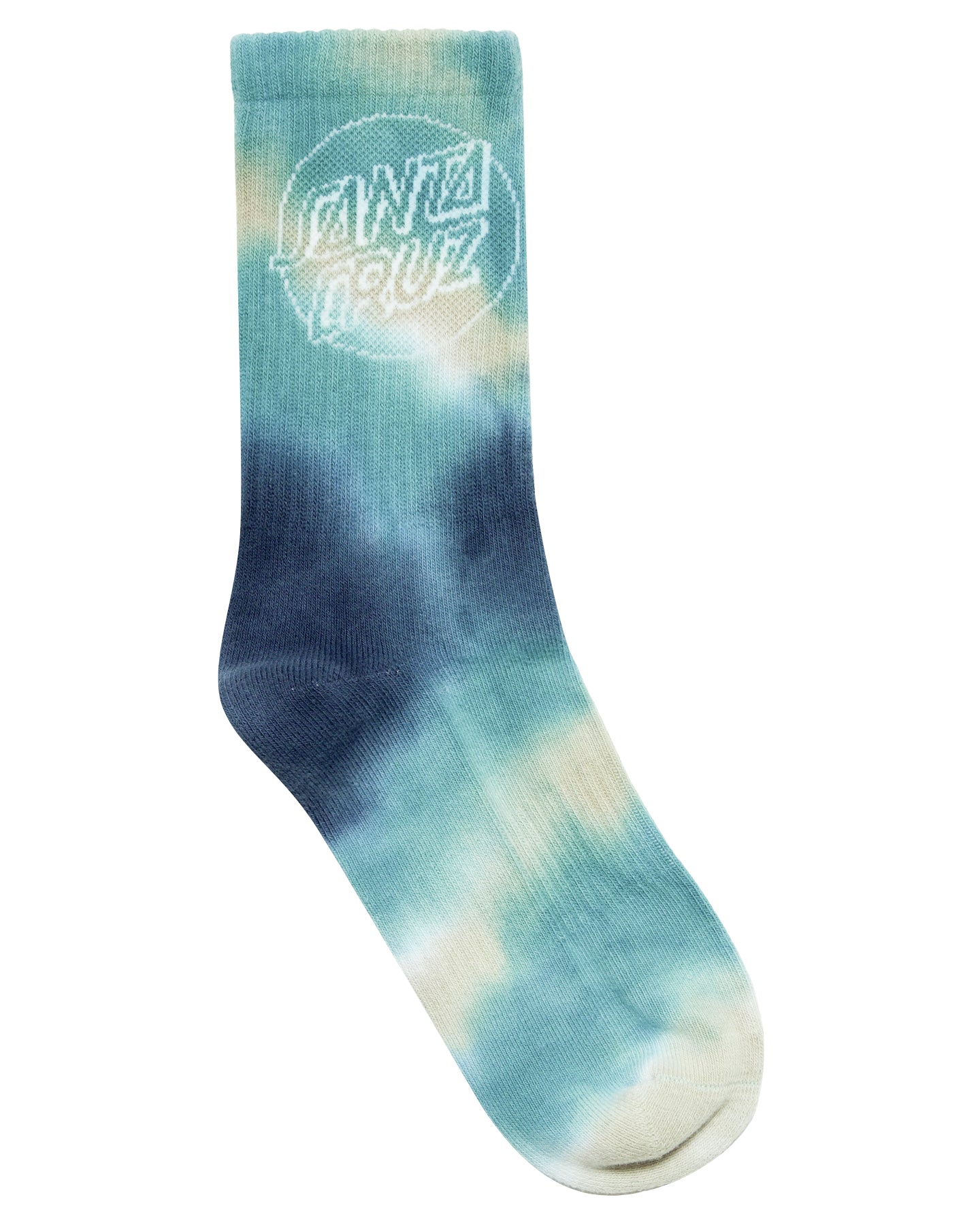 Santa Cruz Opus Dot Crew Sock 2pack Moss Tie Dye | Dark Blue Tie Dye