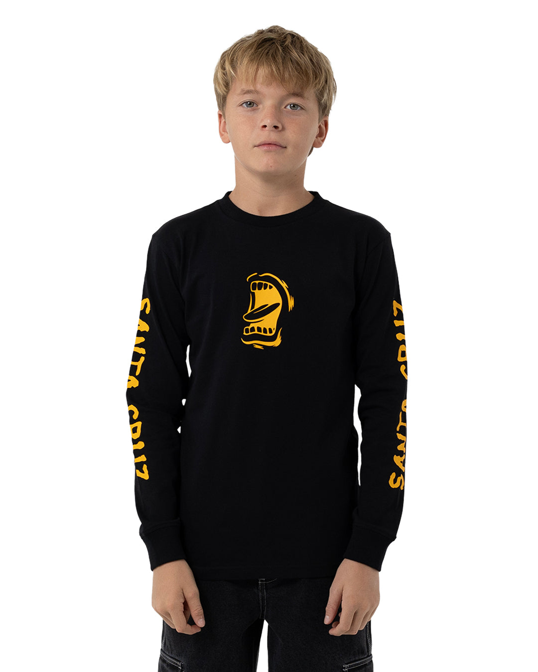 Santa Cruz Screaming Mouth Mono Front Long Sleeve Tee Black