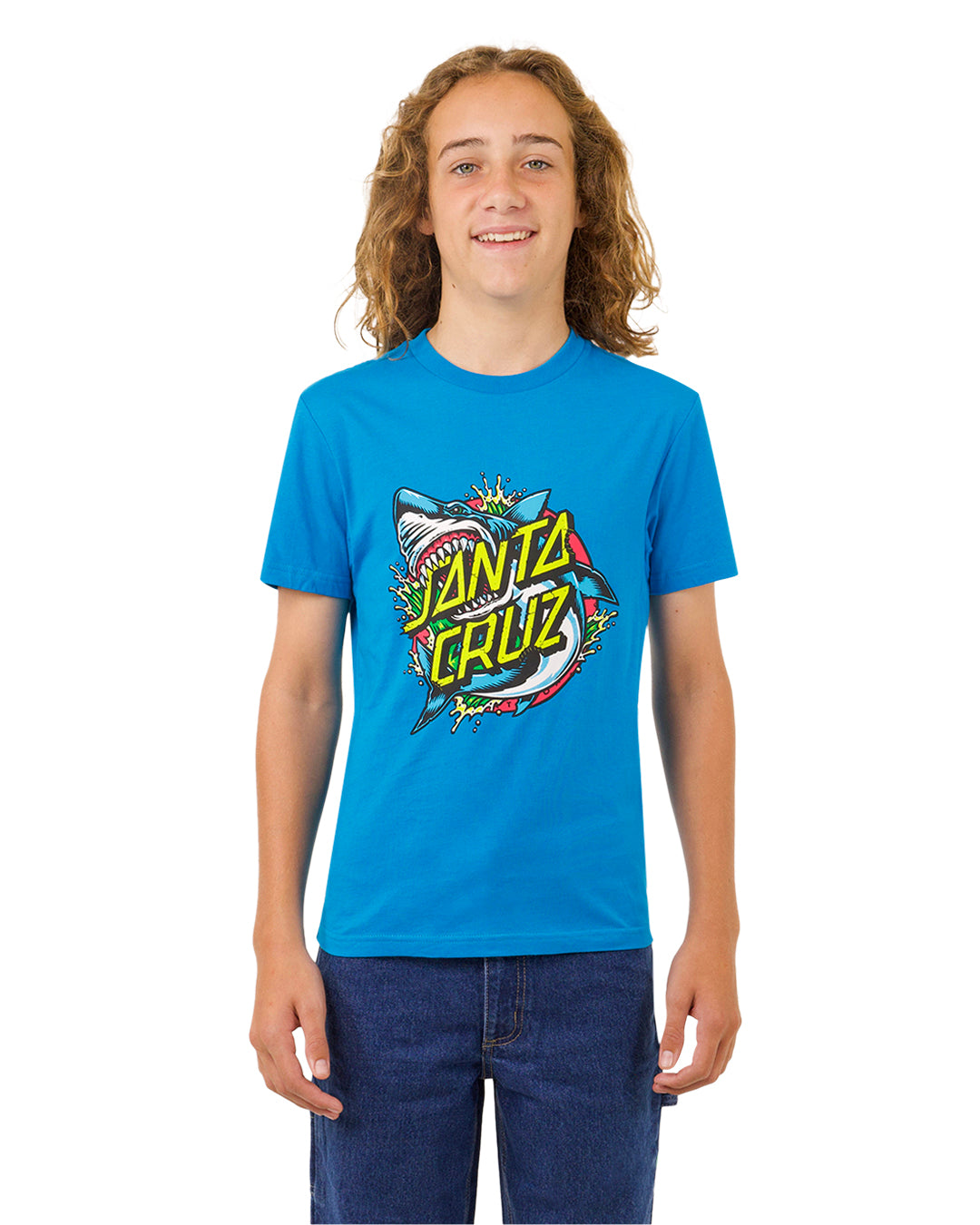 Santa Cruz Shark Dot Front Tee Turquoise