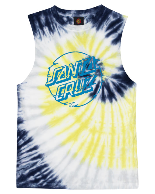 Santa Cruz Vivid Dot Mono Front Muscle Tee Navy Tie Dye