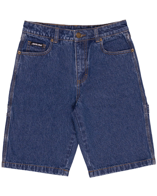 Santa Cruz Classic Dot Carpenter Jean Shorts Stone Wash Indigo