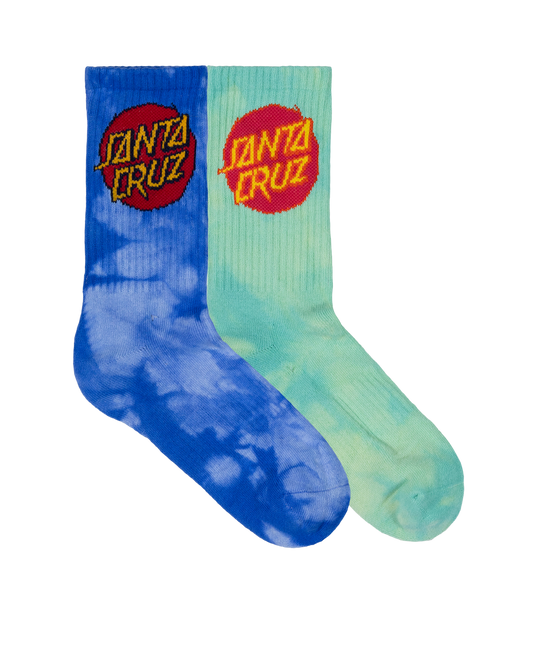 Santa Cruz Dye Crew Sock 2pack Blue Tie Dye | Teal Tie Dye