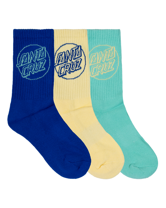 Santa Cruz Opus Dot Crew Sock 3pack Cobalt | Butter | Teal