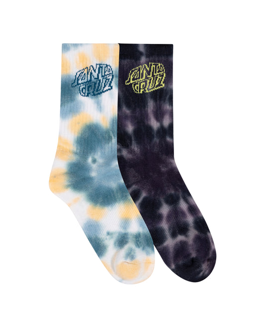 Santa Cruz Malba Crash Stack Crew Sock 2 Pack Teal Tie Dye | Black