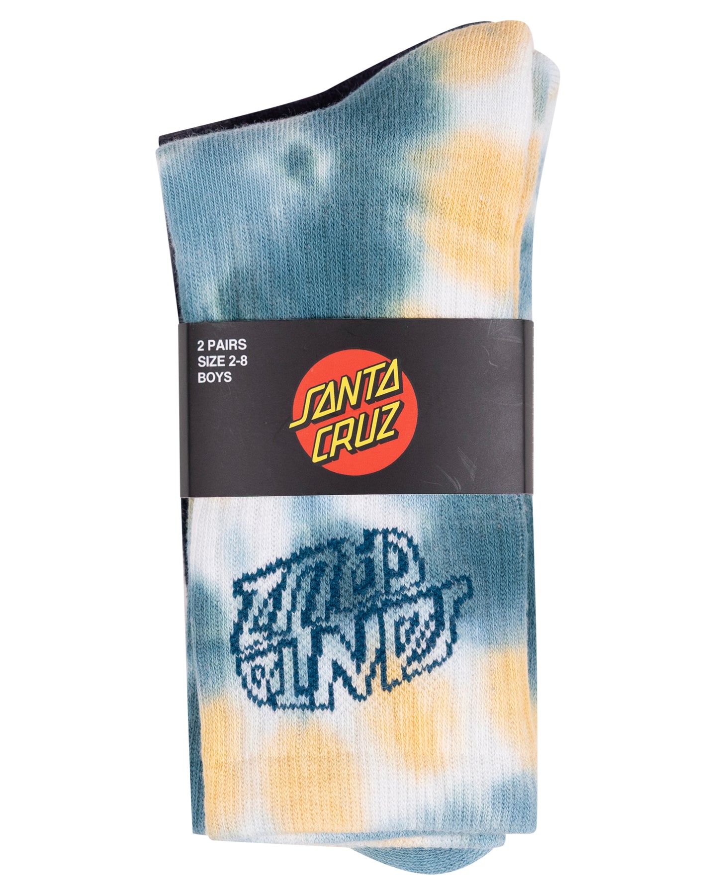 Santa Cruz Malba Crash Stack Crew Sock 2 Pack Teal Tie Dye | Black