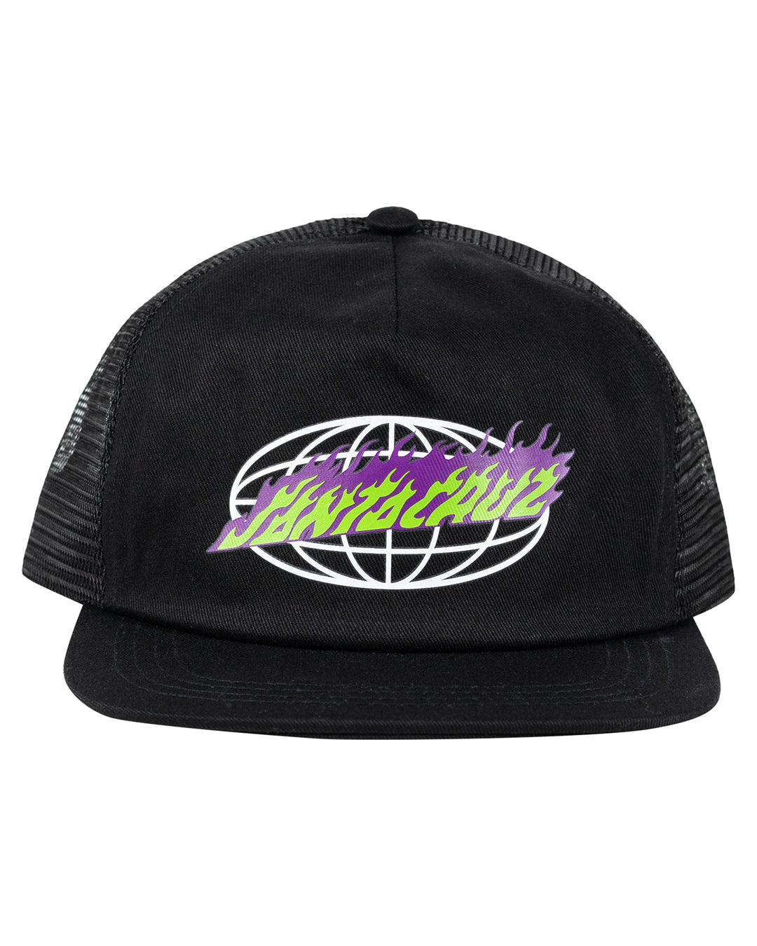 Santa Cruz Global Flame Strip Trucker Cap Black