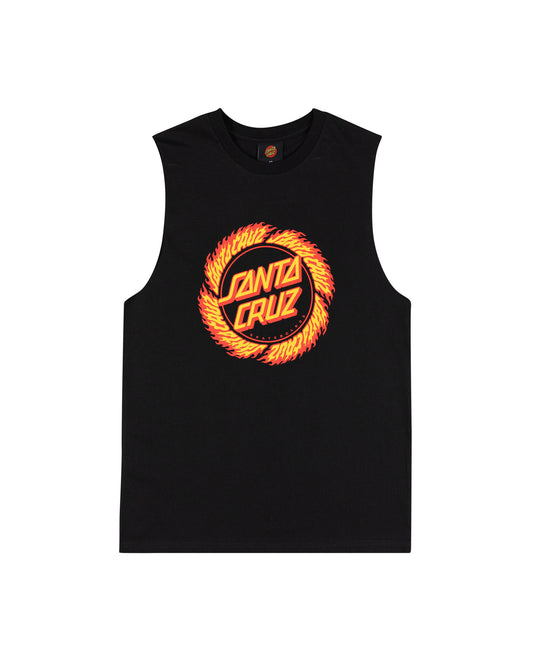 Santa Cruz Flame Ringed Dot Front Muscle Tee Black