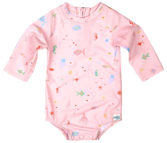 Toshi Swim Onesie Long Sleeve Coral