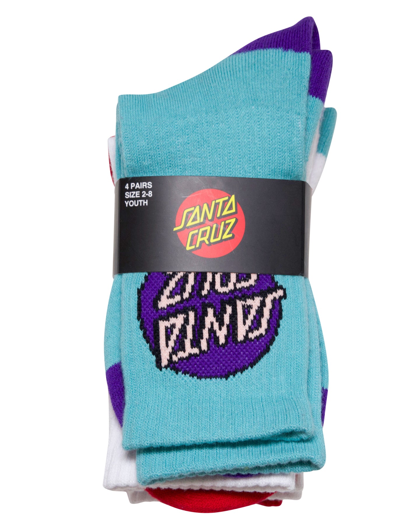 Santa Cruz Other Dot Crew Sock 4pack Rose | White | Turquoise | White