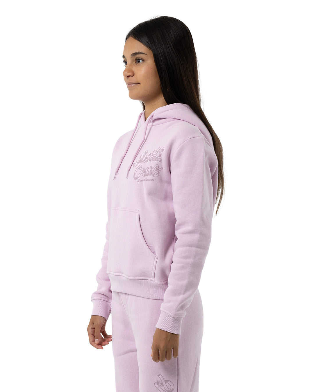 Santa Cruz OS Ribbon Script Chest Hoodie Pink