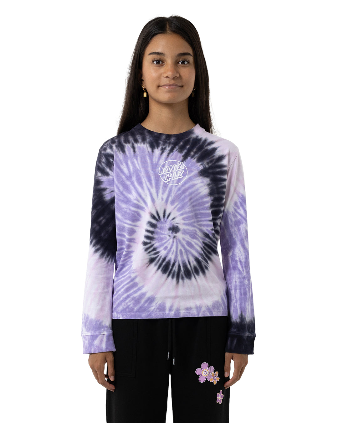 Santa Cruz Opus Dot Centre Long Sleeve Tee Pink Tie Dye